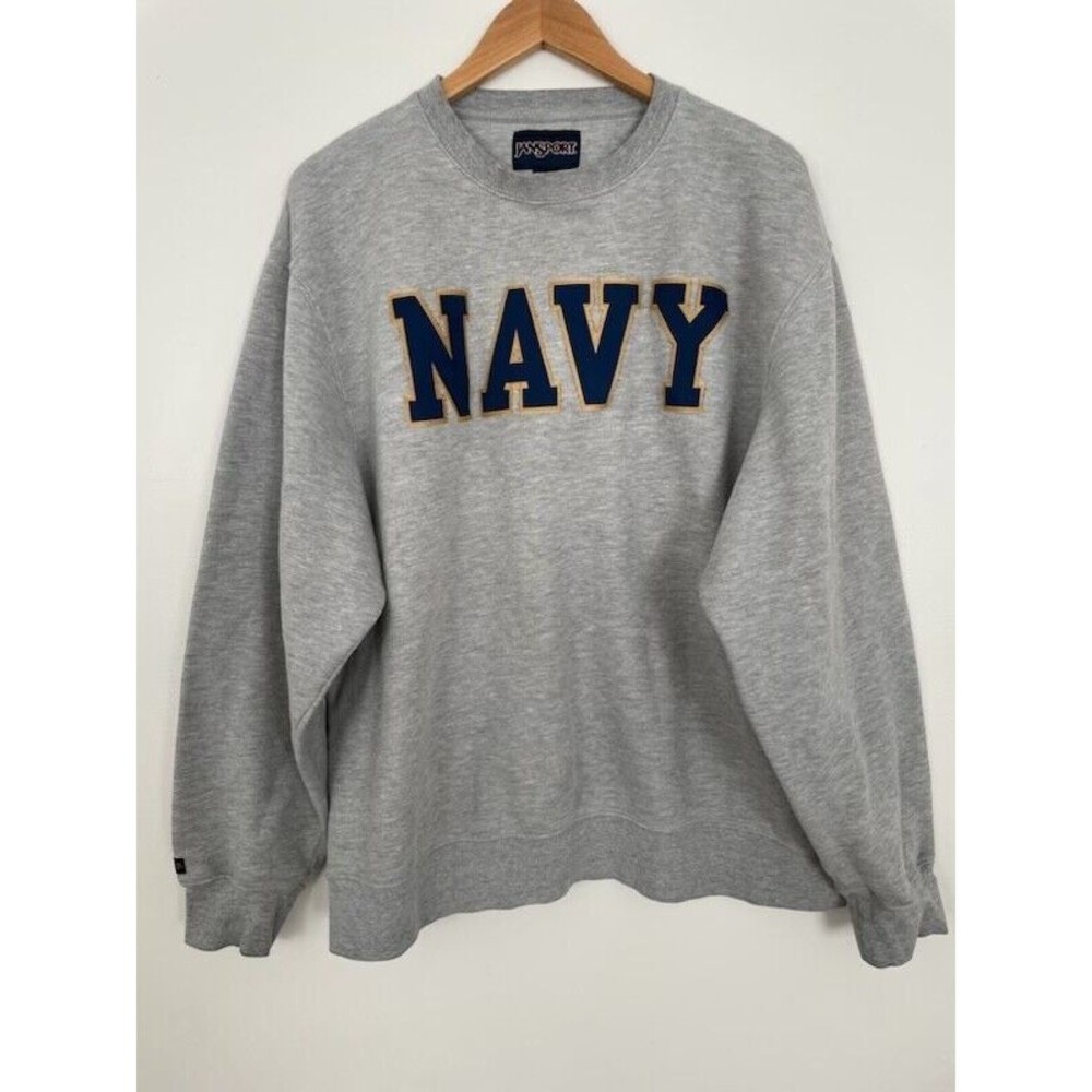 Vintate Navy Crewneck Sweater-Mens Xl-Embroidered